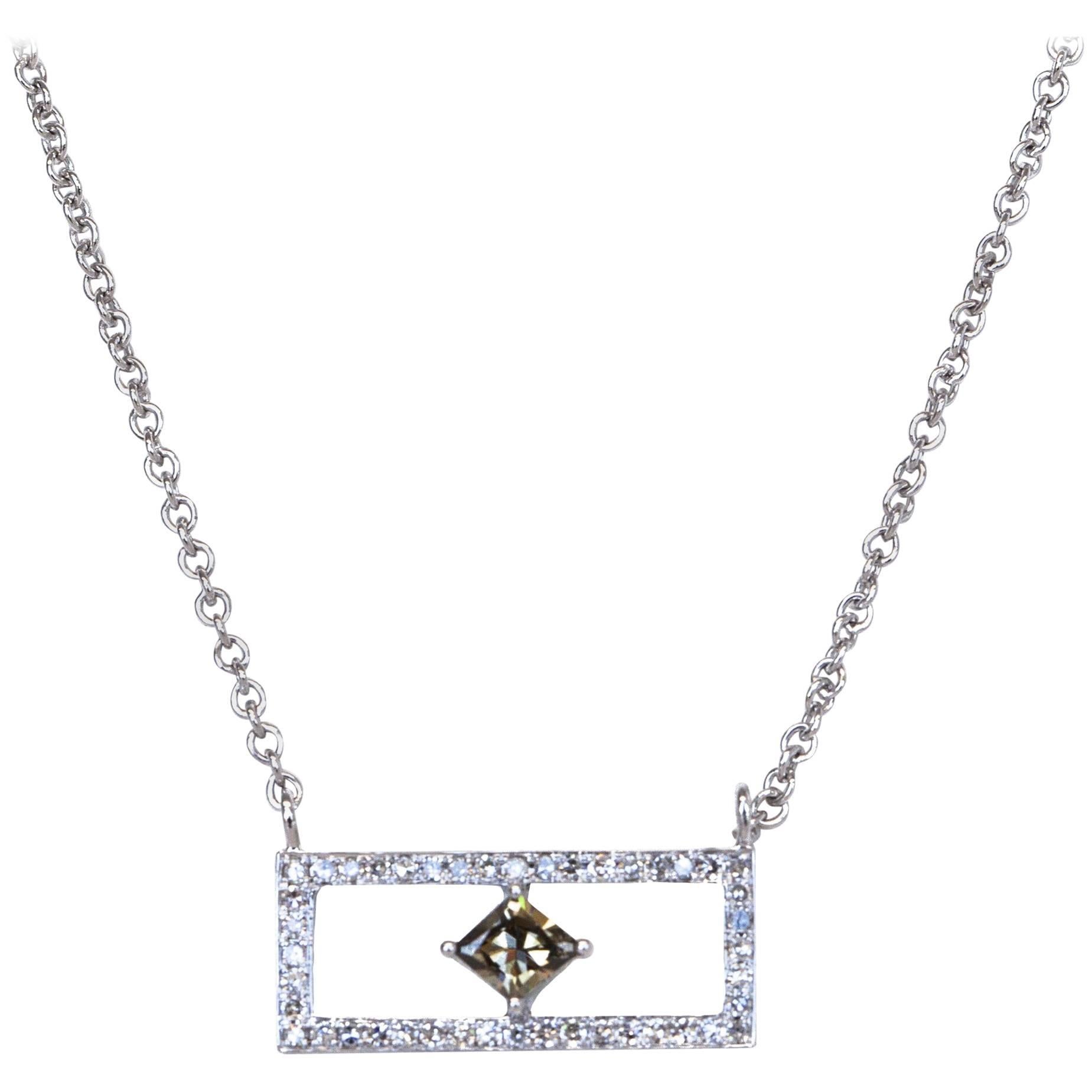 Rectangular Diamond Bar Necklace