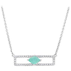 Rectangular Diamond Bar with Emerald Necklace