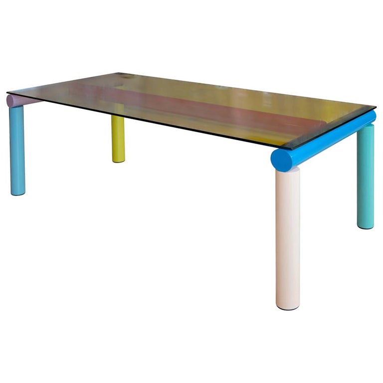Rectangular Dichroic Glass BOB Dining Table by Isaac Resnikoff, Seats 8 For Sale