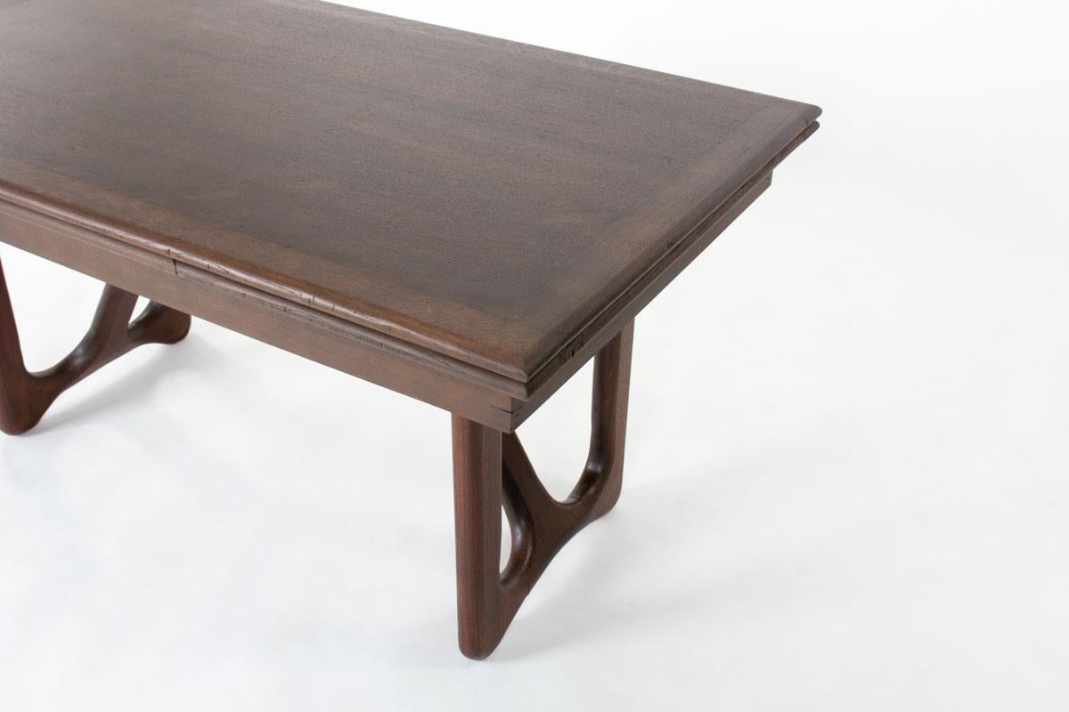 Rectangular Dining Table by Guillerme And Chambron In Oak 1950 For Sale 5