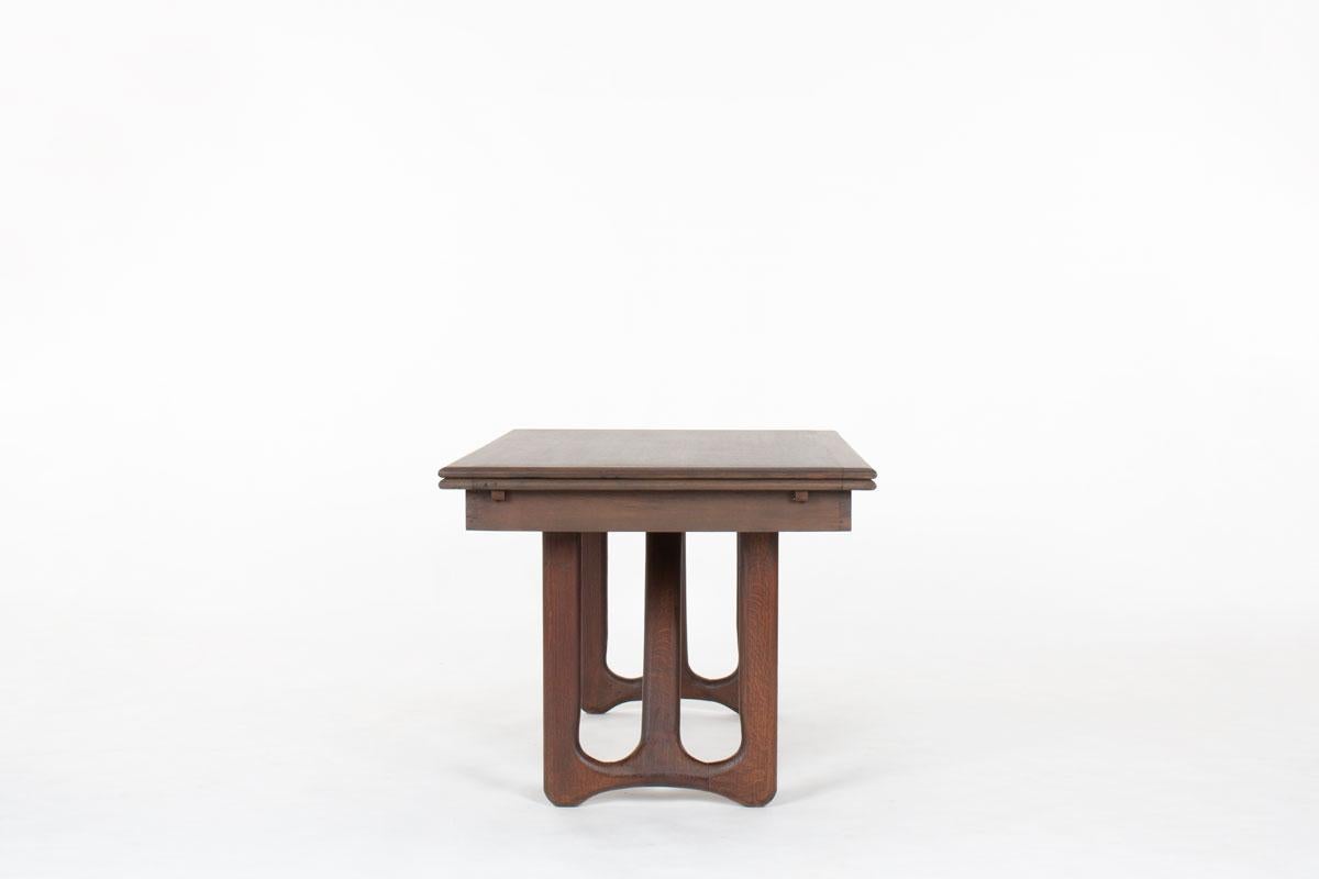 French Rectangular Dining Table by Guillerme And Chambron In Oak 1950 For Sale