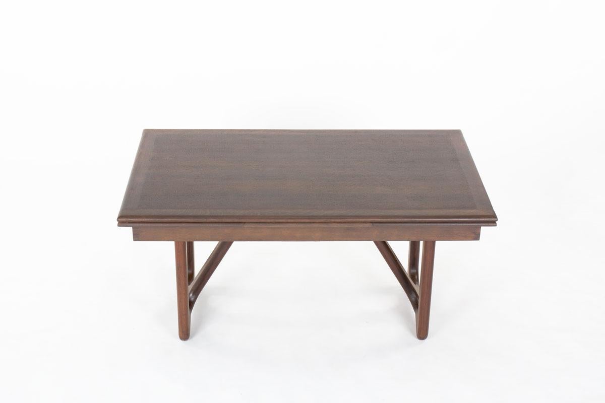 Rectangular Dining Table by Guillerme And Chambron In Oak 1950 In Good Condition For Sale In JASSANS-RIOTTIER, FR