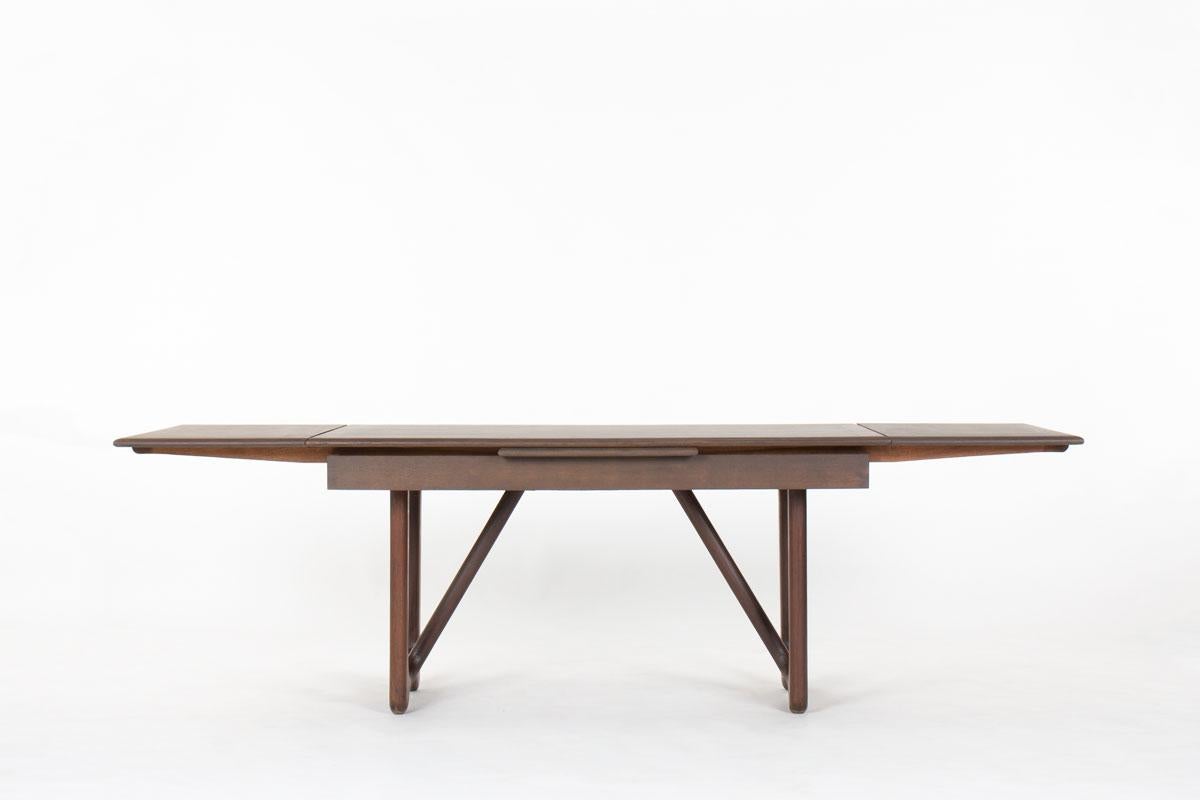 20th Century Rectangular Dining Table by Guillerme And Chambron In Oak 1950 For Sale