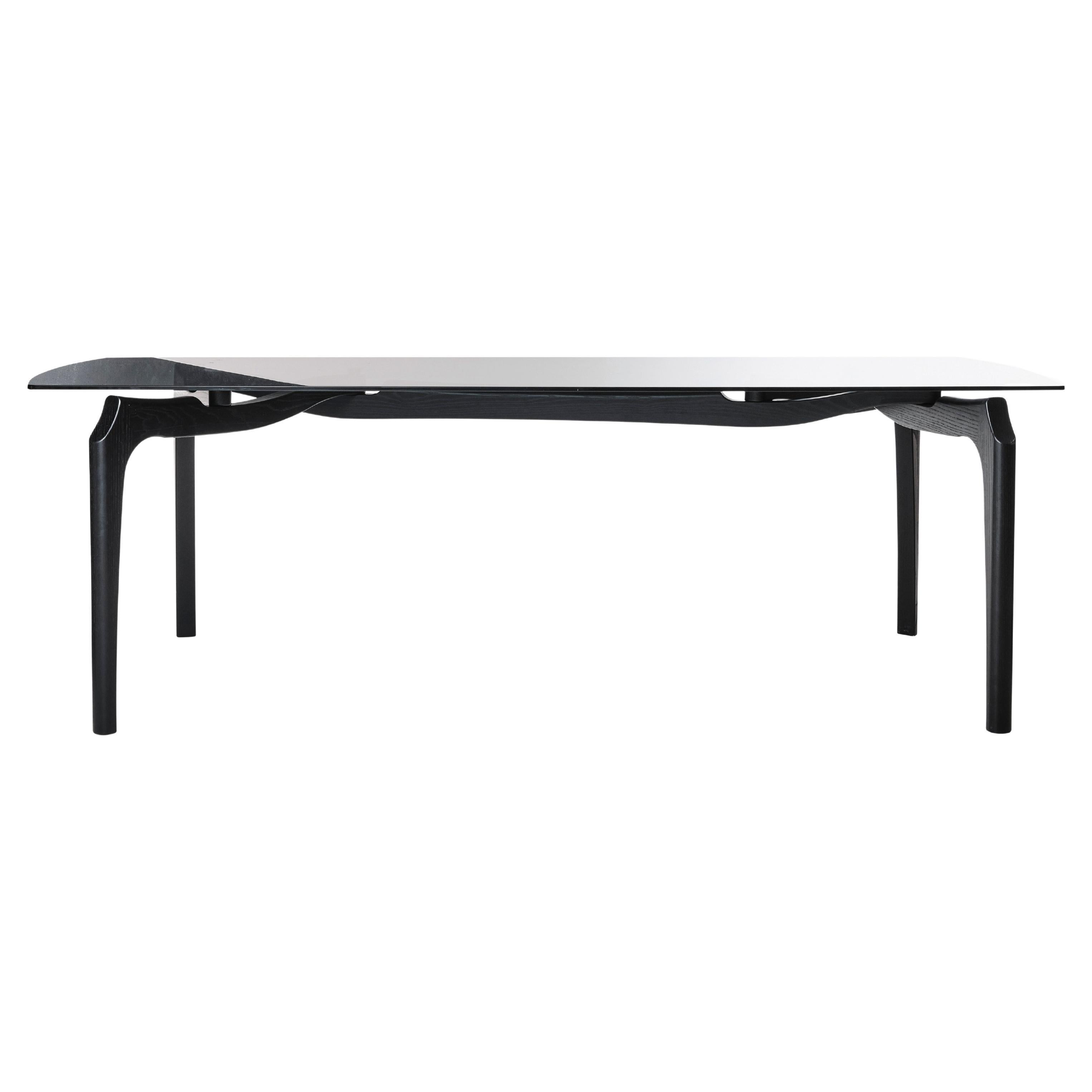 Rectangular dining table "Carlina" by Oscar Tusquets, black ash, smoked glass For Sale