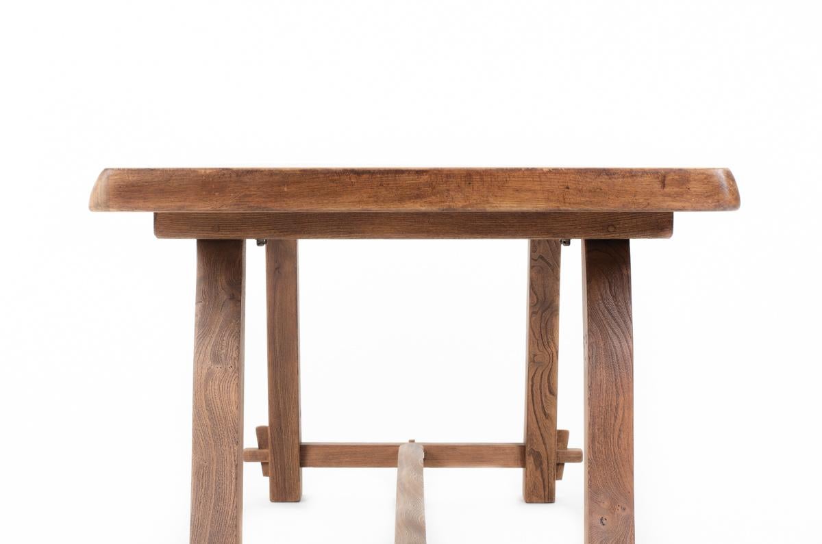 Rectangular dining table in elm Olavi Hanninen style 1950 For Sale 6