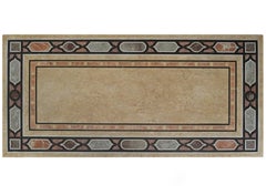 Rectangular Dining Table Inalied Marbles Wrought Iron Details Antique Finishing