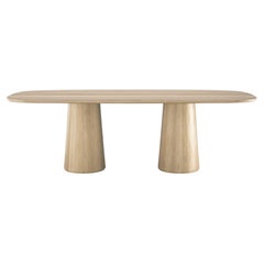 Rectangular Dining Table With Rounded Edges In Oak Or Walnut