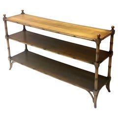 Rectangular Durmast Etagere / Console Table with Two Shelves, Italy