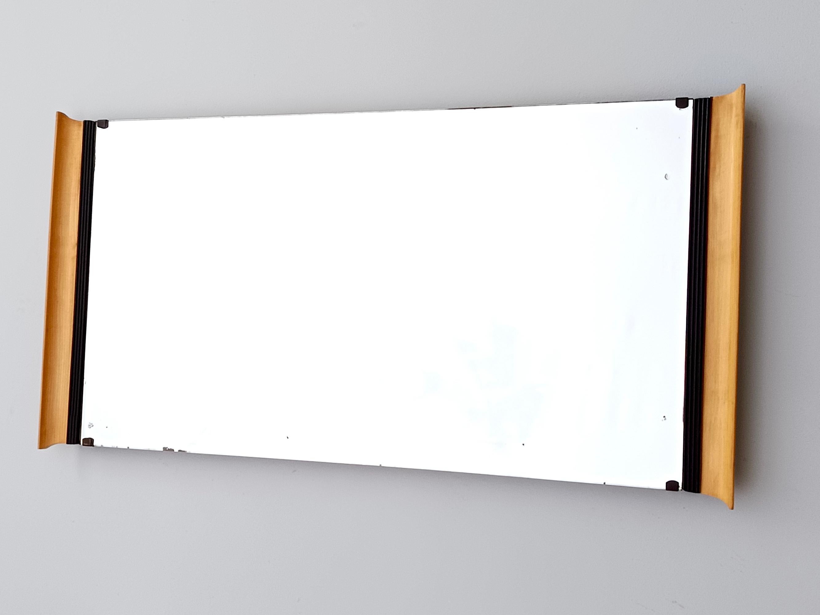 Italian Rectangular Ebonized beech and Maple Wall Mirror by Paolo Buffa, Italy  For Sale