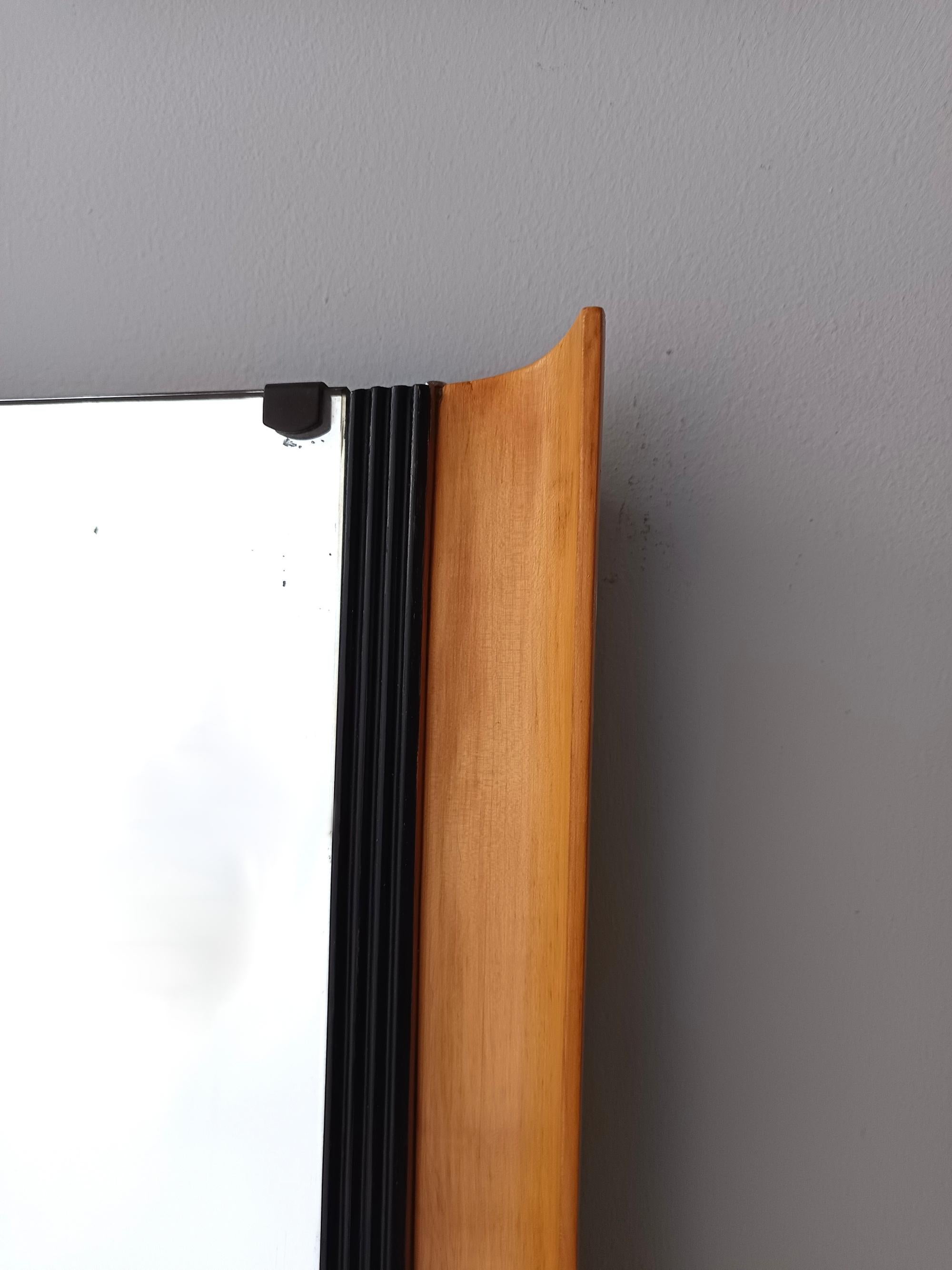 Mid-20th Century Rectangular Ebonized beech and Maple Wall Mirror by Paolo Buffa, Italy  For Sale