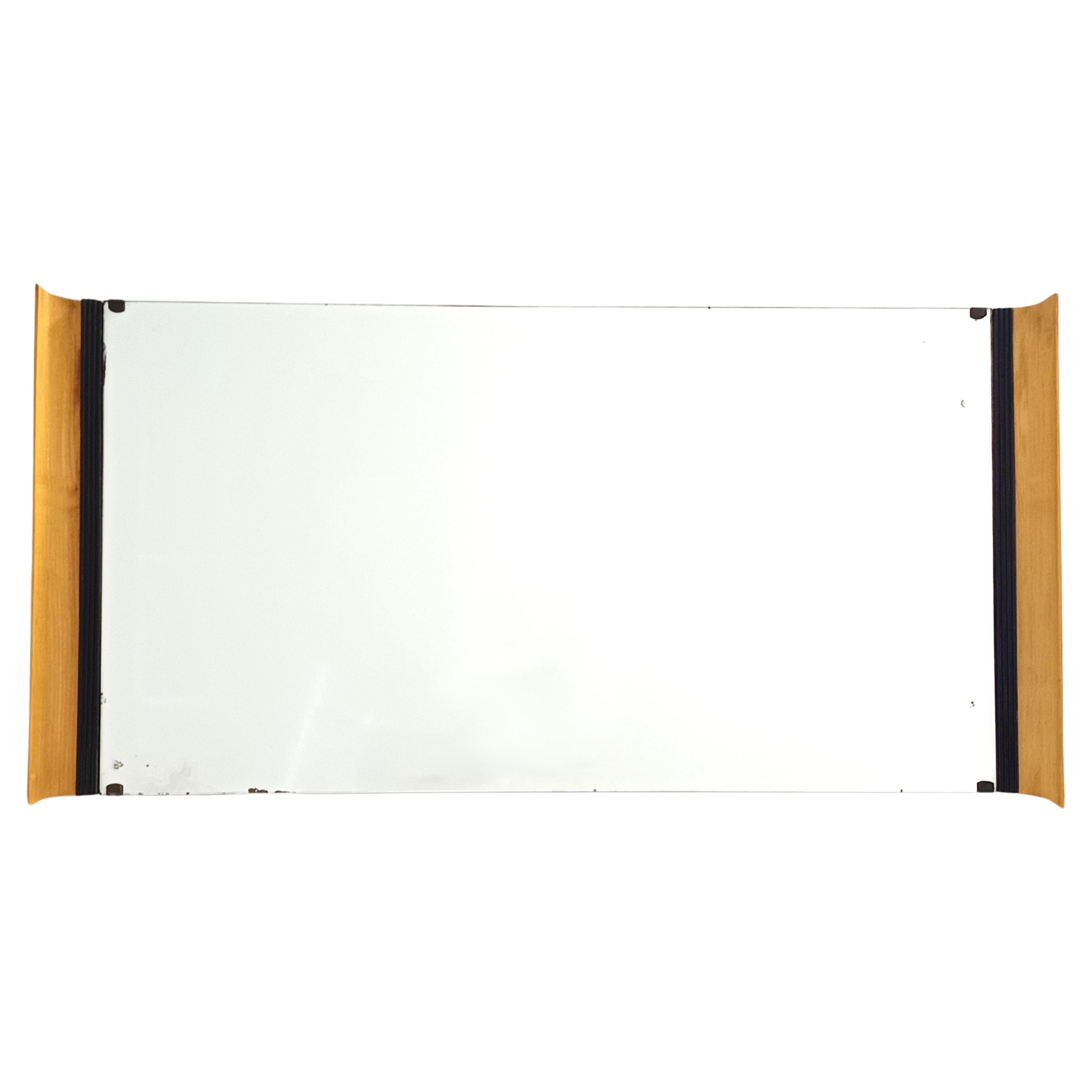 Rectangular Ebonized beech and Maple Wall Mirror by Paolo Buffa, Italy  For Sale