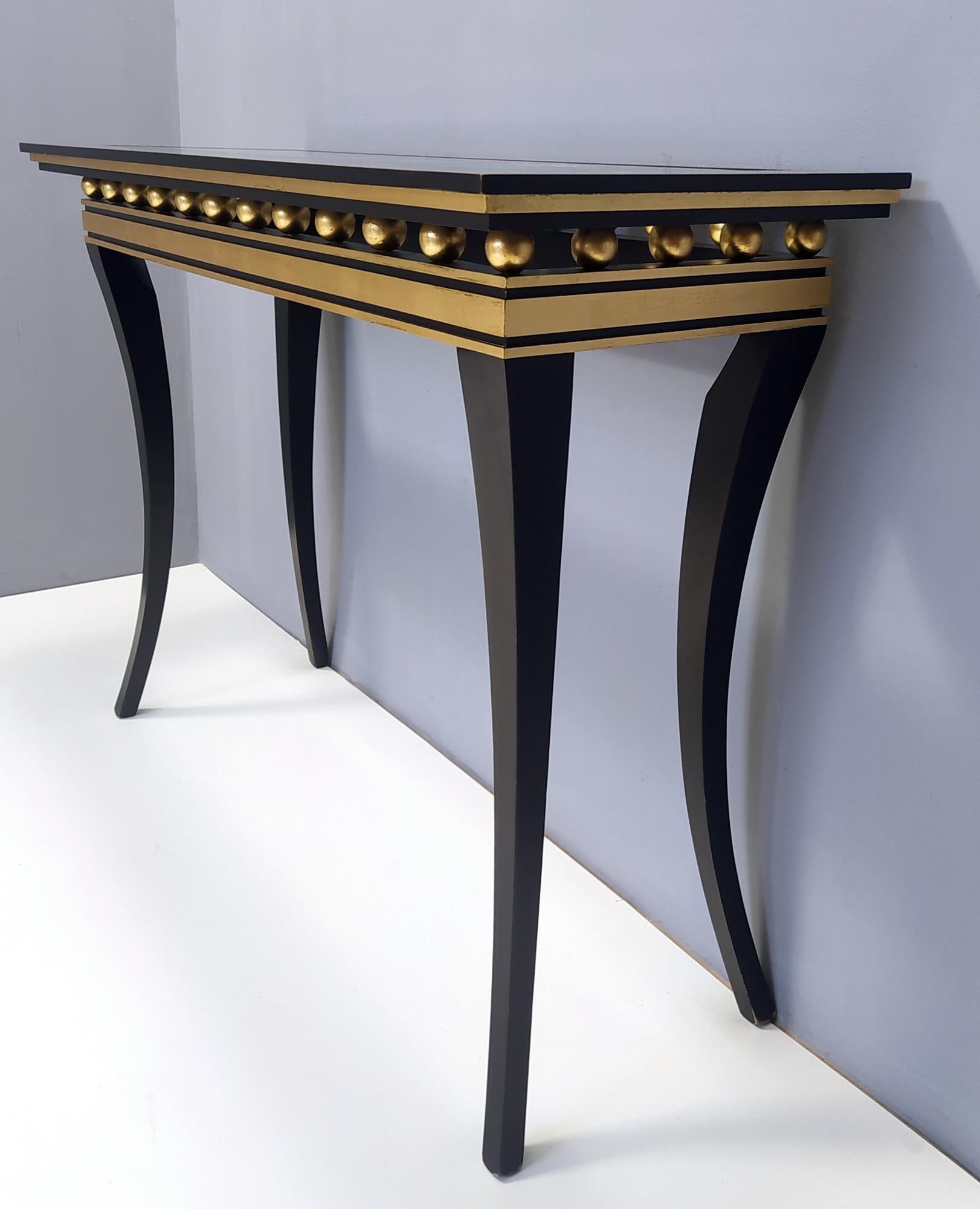 Rectangular Ebonized Beech Console by Roberto Ventura with Crystal Top, Italy For Sale 4