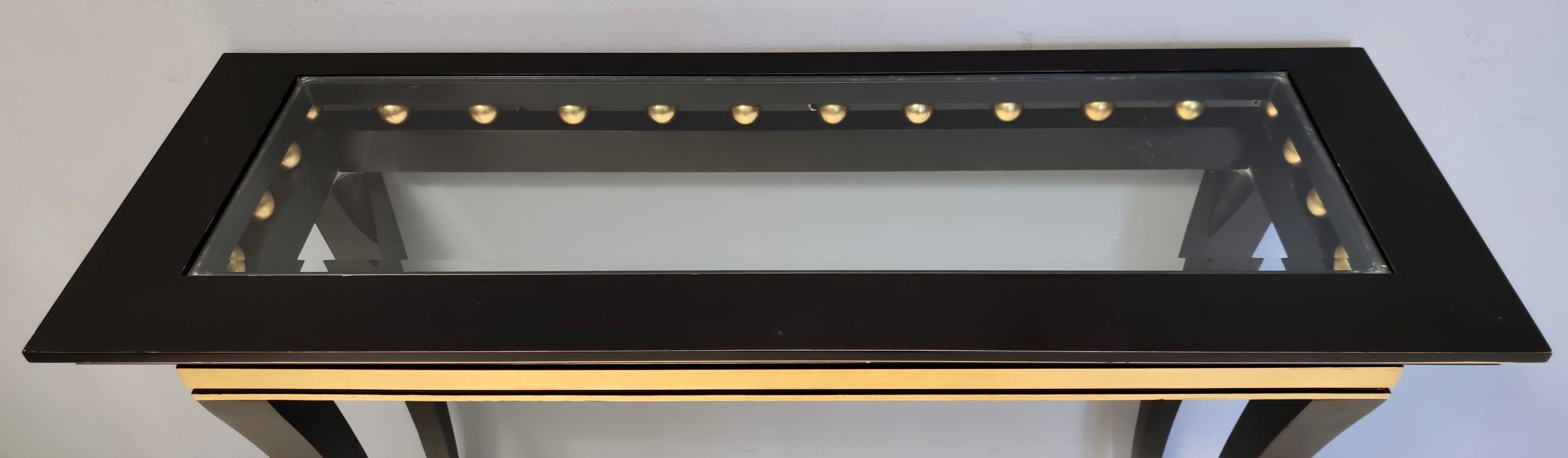 Rectangular Ebonized Beech Console by Roberto Ventura with Crystal Top, Italy For Sale 5