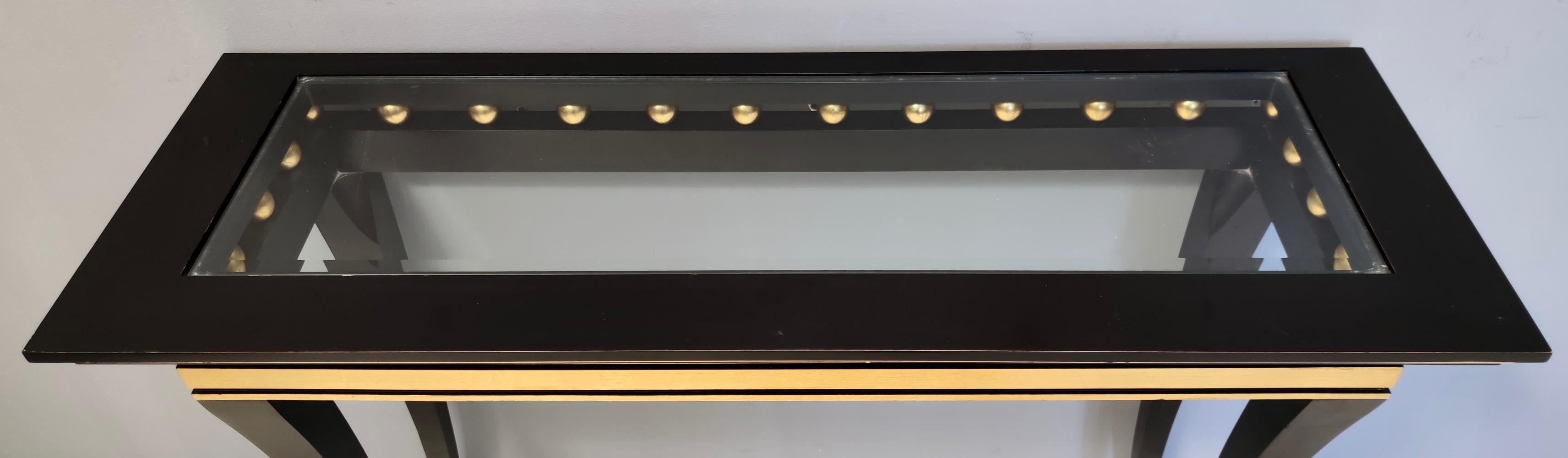 Rechteckige Konsole aus ebonisierter Buche von Roberto Ventura mit Kristallplatte, Italien im Angebot 4