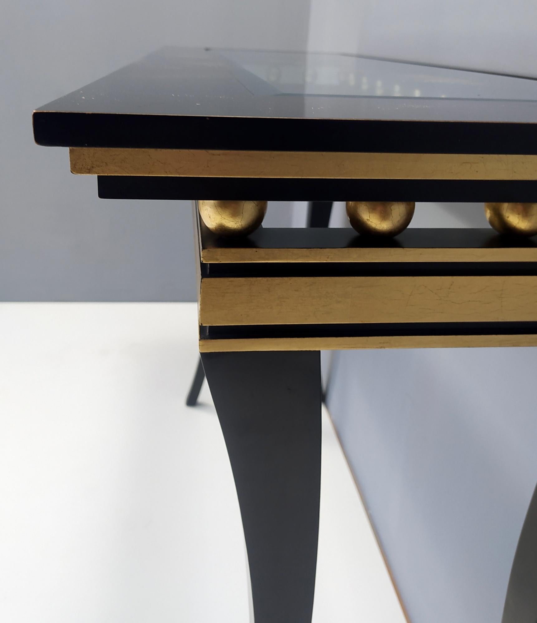 Rectangular Ebonized Beech Console by Roberto Ventura with Crystal Top, Italy For Sale 10