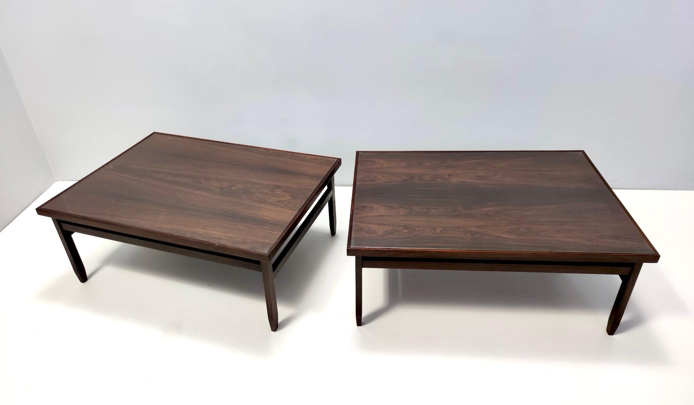 Rectangular Ebonized Walnut and Glass Coffee Table, Italy For Sale 4