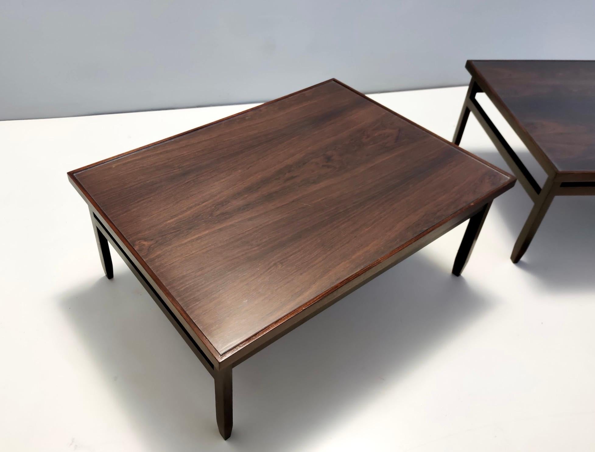Rectangular Ebonized Walnut and Glass Coffee Table, Italy For Sale 6