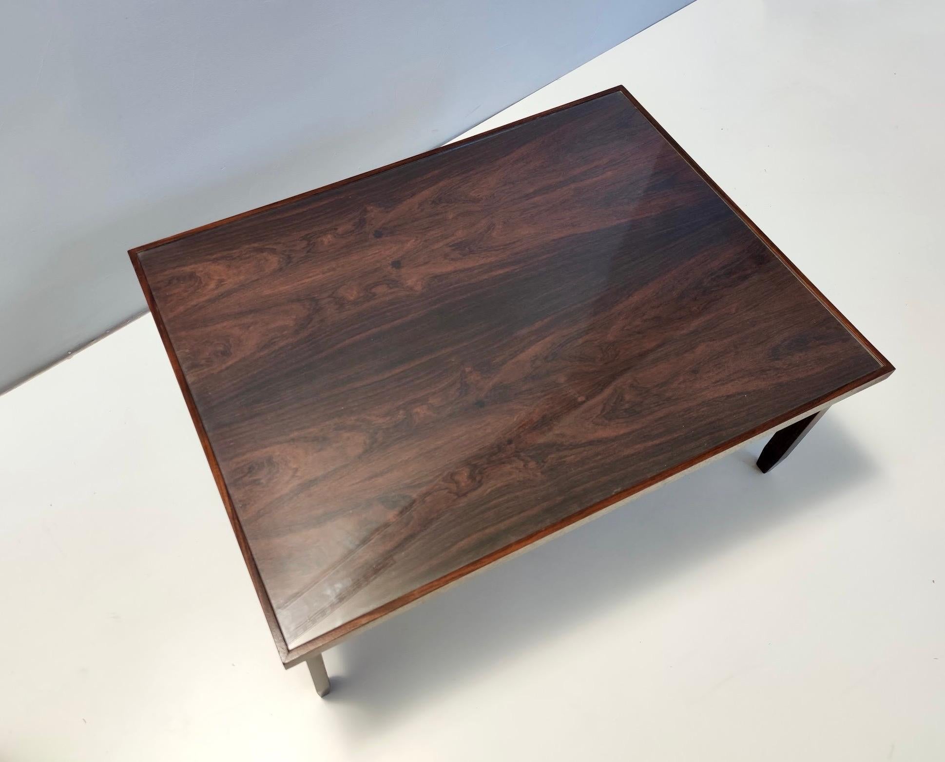 Rectangular Ebonized Walnut and Glass Coffee Table, Italy For Sale 7