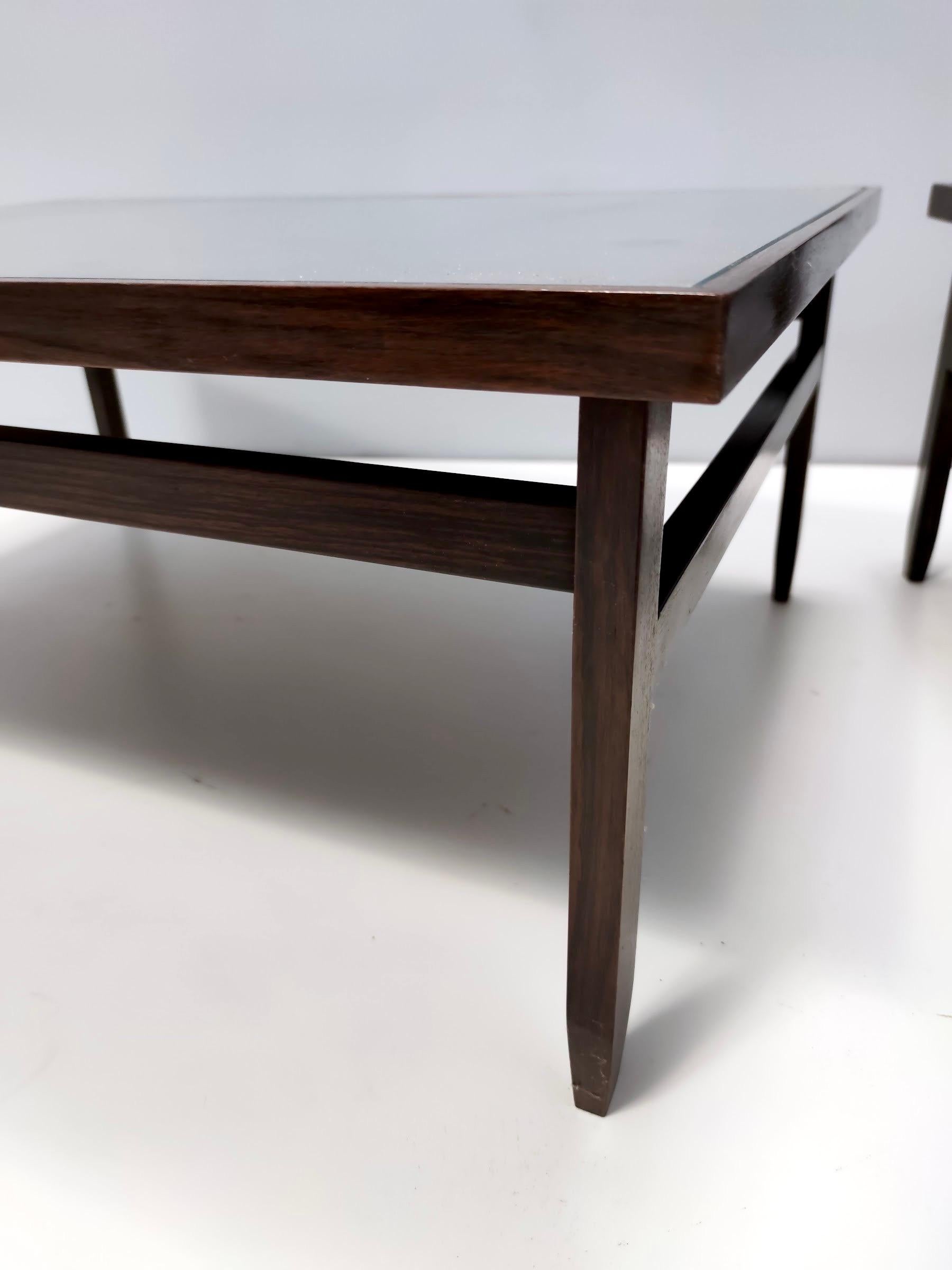 Rectangular Ebonized Walnut and Glass Coffee Table, Italy For Sale 9