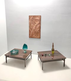 Rectangular Ebonized Walnut and Glass Coffee Table, Italy