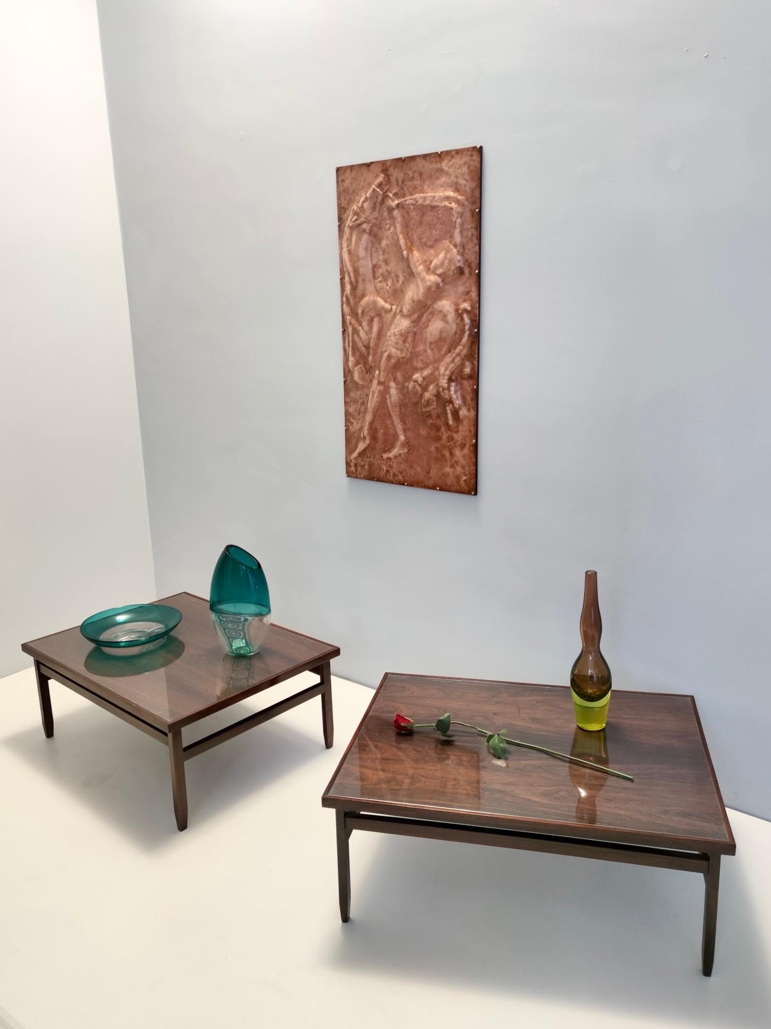 Post-Modern Rectangular Ebonized Walnut and Glass Coffee Table, Italy For Sale