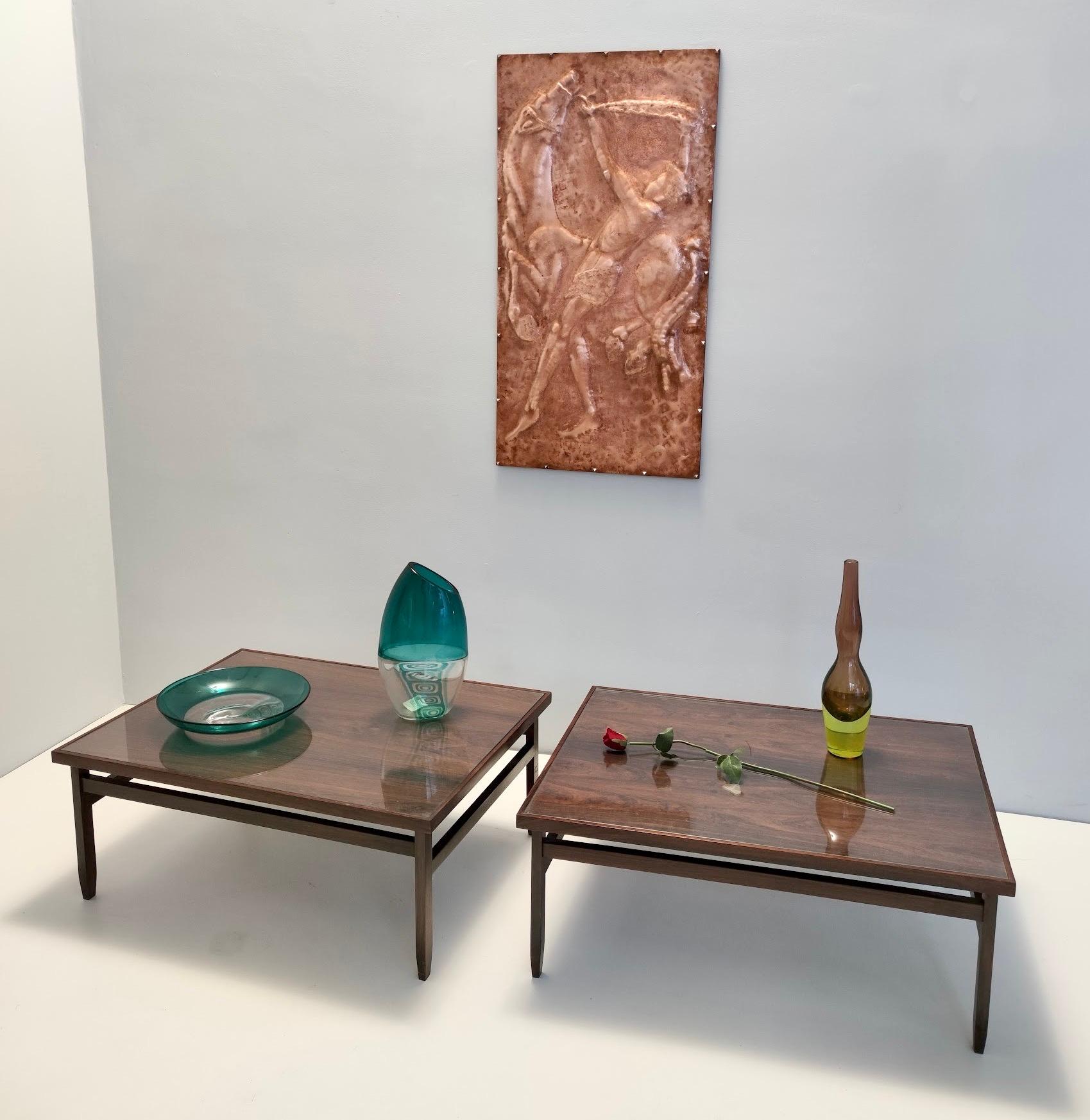 Italian Rectangular Ebonized Walnut and Glass Coffee Table, Italy For Sale