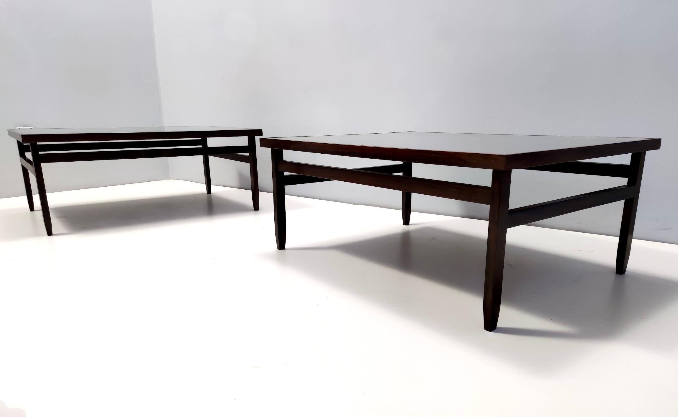 Rectangular Ebonized Walnut and Glass Coffee Table, Italy In Excellent Condition For Sale In Bresso, Lombardy