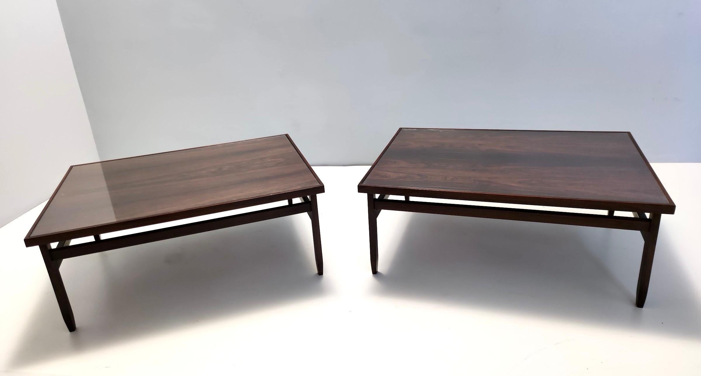 Rectangular Ebonized Walnut and Glass Coffee Table, Italy For Sale 1