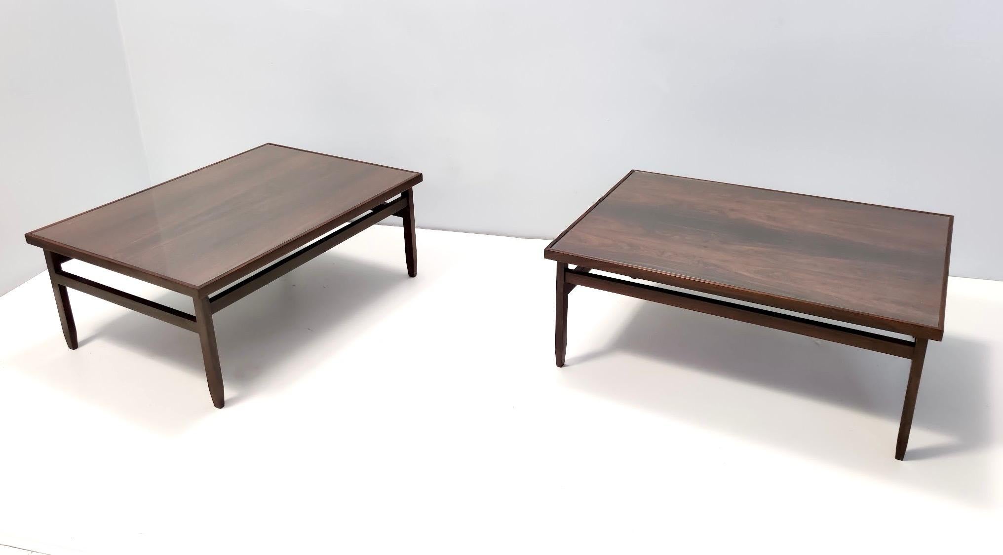 Rectangular Ebonized Walnut and Glass Coffee Table, Italy For Sale 2