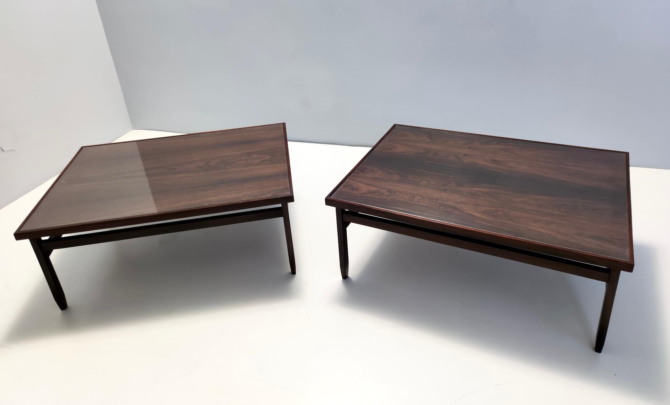 Rectangular Ebonized Walnut and Glass Coffee Table, Italy For Sale 3