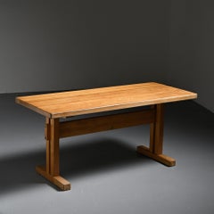 Table rectangulaire en orme pour Les Arcs, Charlotte Perriand, 1970