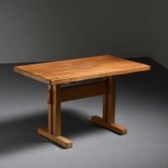 Table rectangulaire en orme pour Les Arcs, Charlotte Perriand, 1970