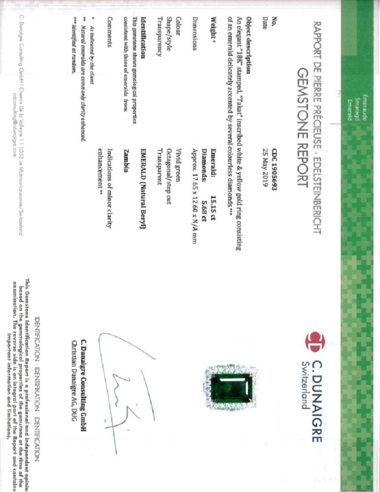 Modern Rectangular Emerald and Diamond Ring For Sale