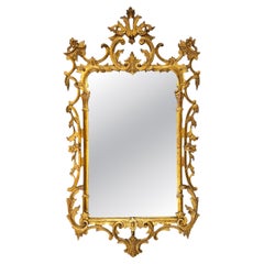 Rectangular English Chippendale Style Giltwood Wall / Overmantel Mirror