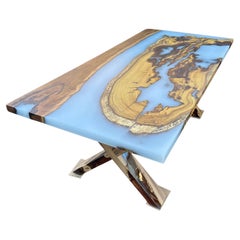 Rectangular Epoxy Resin Dining Table - Custom Wood And Epoxy Resin Kitchen Table
