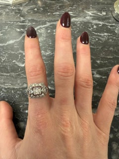 Rectangular European Old Mine Diamond Cluster Ring, Early 20th Century