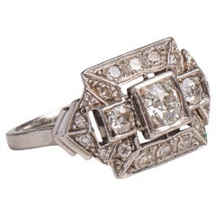 Rechteckiger europäischer Diamant-Cluster-Ring mit altem Minenschliff, frühes 20. Jahrhundert