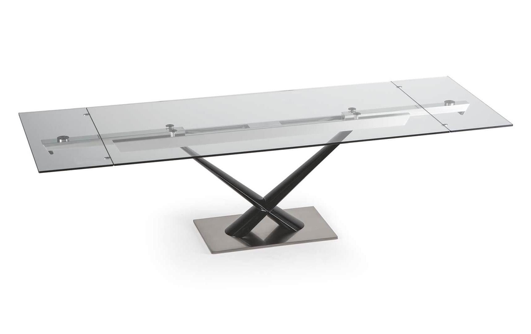 Italian Rectangular extendable table in glass Naos Arcadio W 220/300 cm (86.6/118.1 in) For Sale