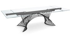 Mesa rectangular extensible de cristal Naos Latour - Anchura 220/300 cm