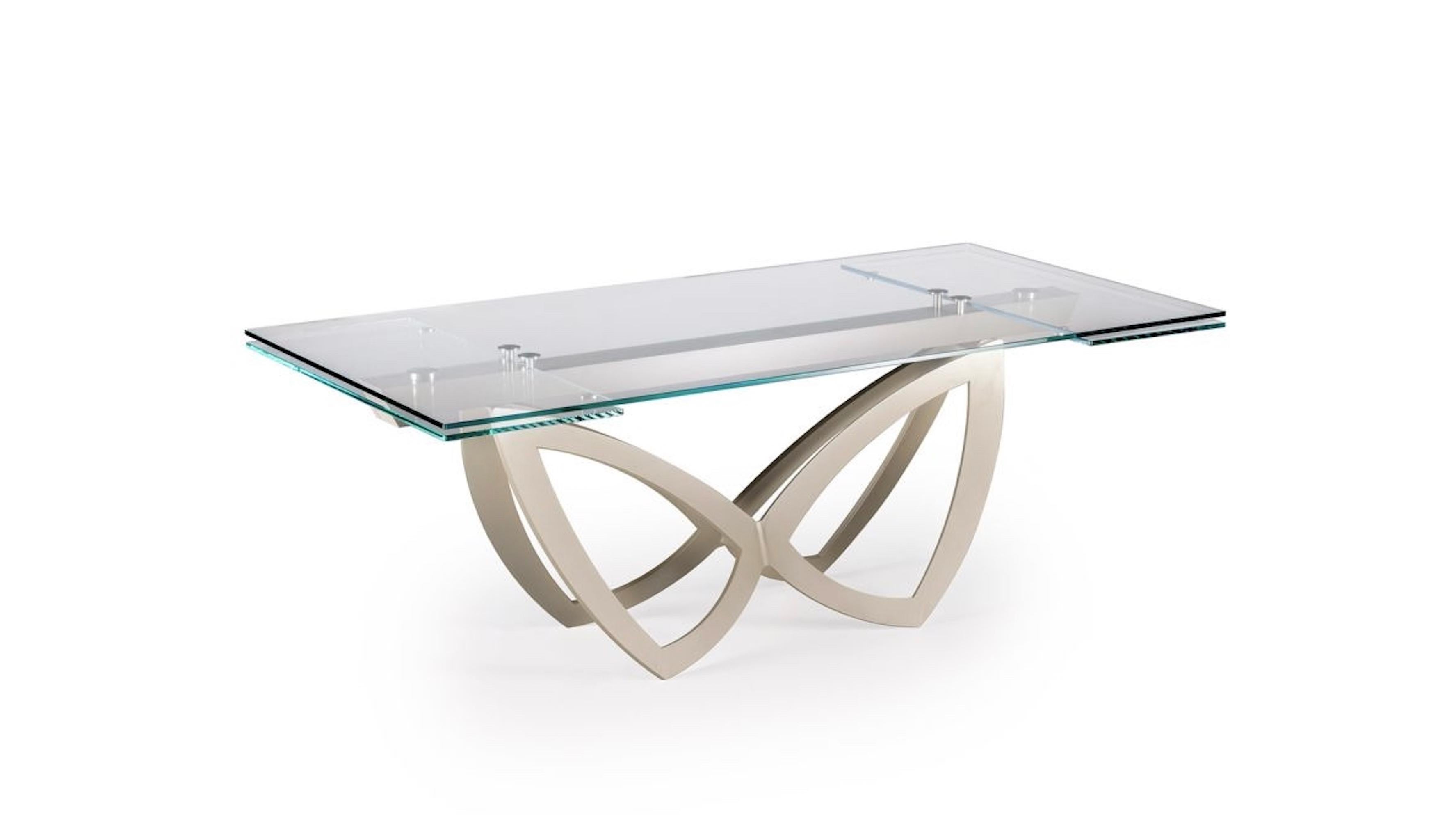 Italian Rectangular extendable table in glass Naos PAR W 220/300 cm (86.6/118.1 in) For Sale