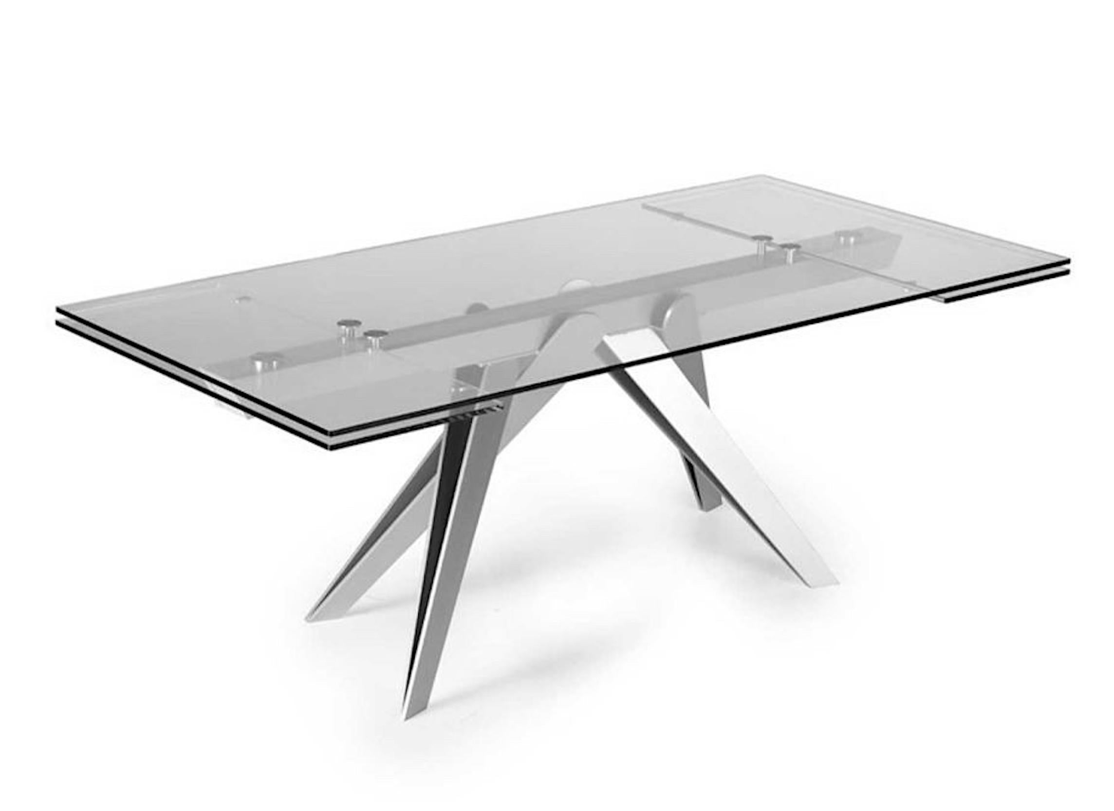 Italian Rectangular extendable table in glass Naos Somnia W 220/300 cm (86.6/118.1 in) For Sale