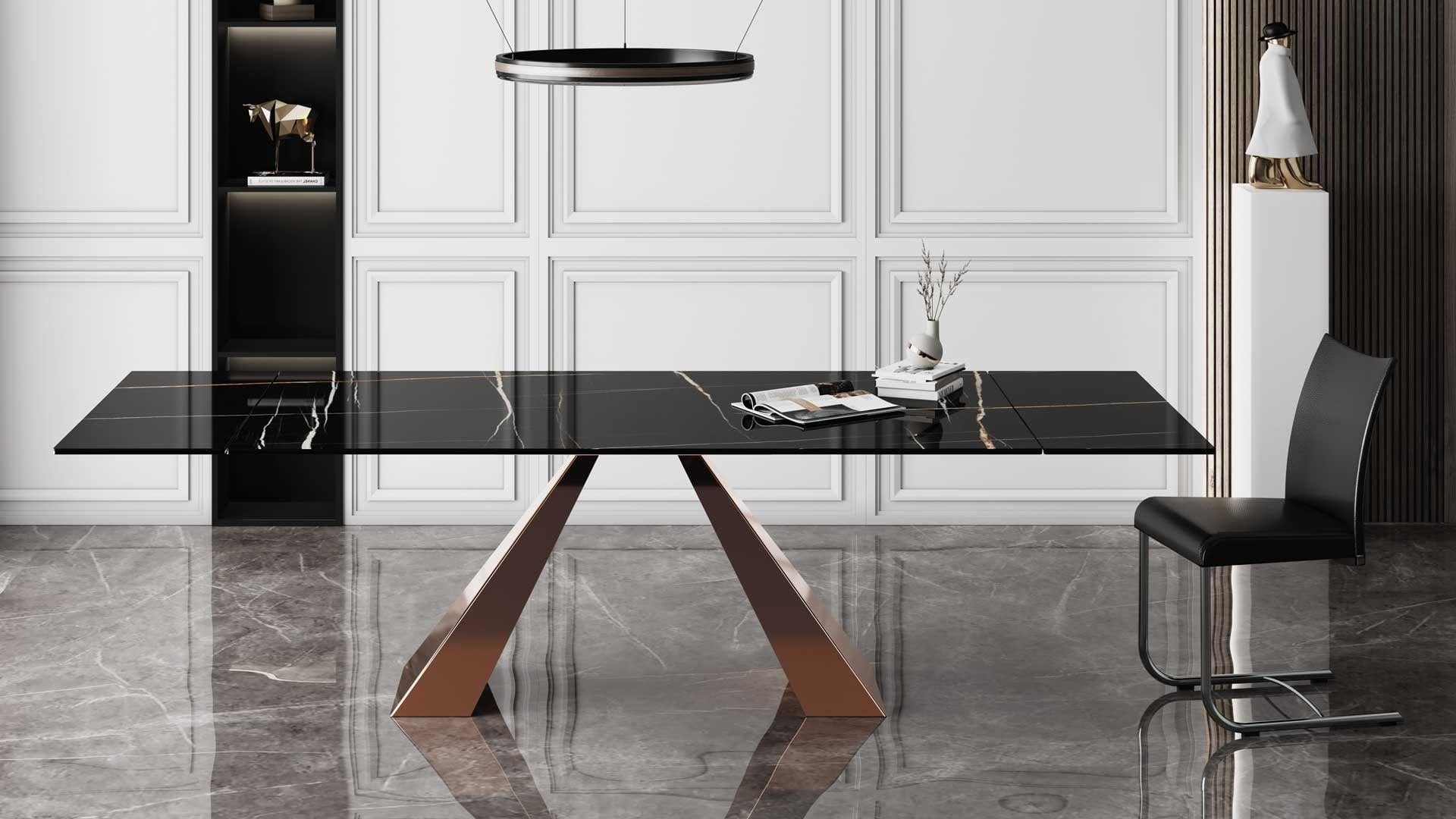 Italian Rectangular extendable table Naos Delta - Sahara Noir W220/300cm (86.6/118.1 in) in vendita
