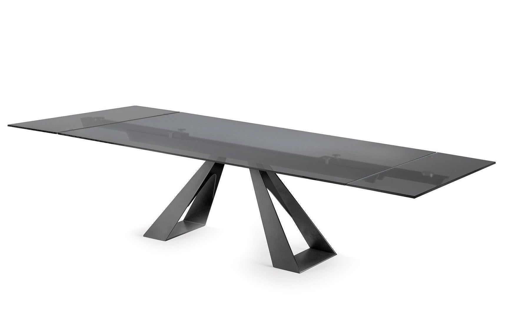 Italian Rectangular extendable table Naos Diapason - Glass W 220/300 cm (86.6/118.1 in) For Sale