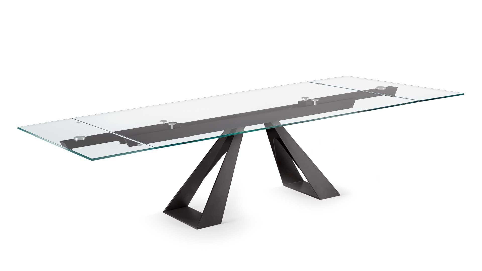 Italian Rectangular extendable table Naos Diapason - Glass W 220/300 cm (86.6/118.1 in) For Sale