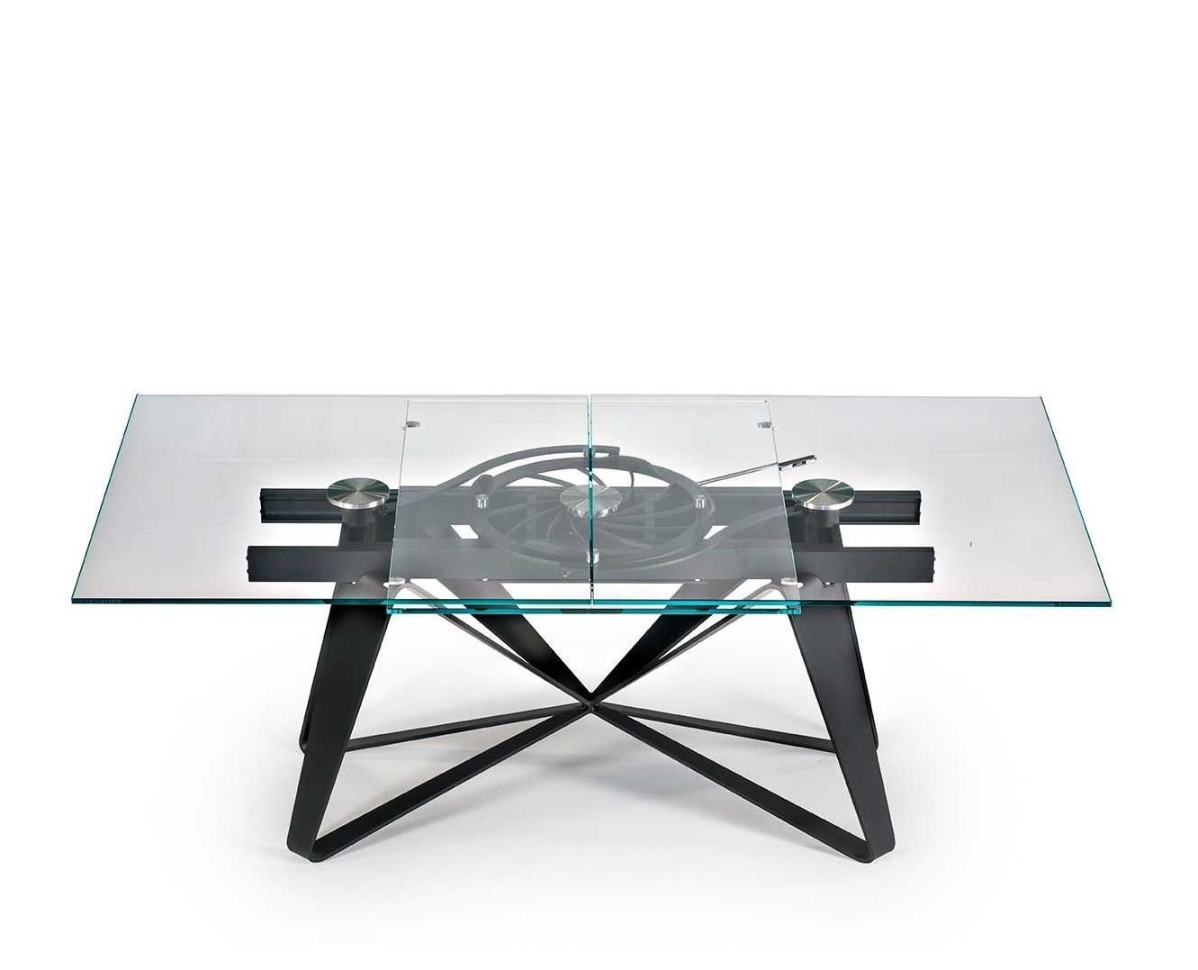 Italian Rectangular extendable table Naos FLOCON - Glass W 200/280 cm (78.74/110.24 in) For Sale