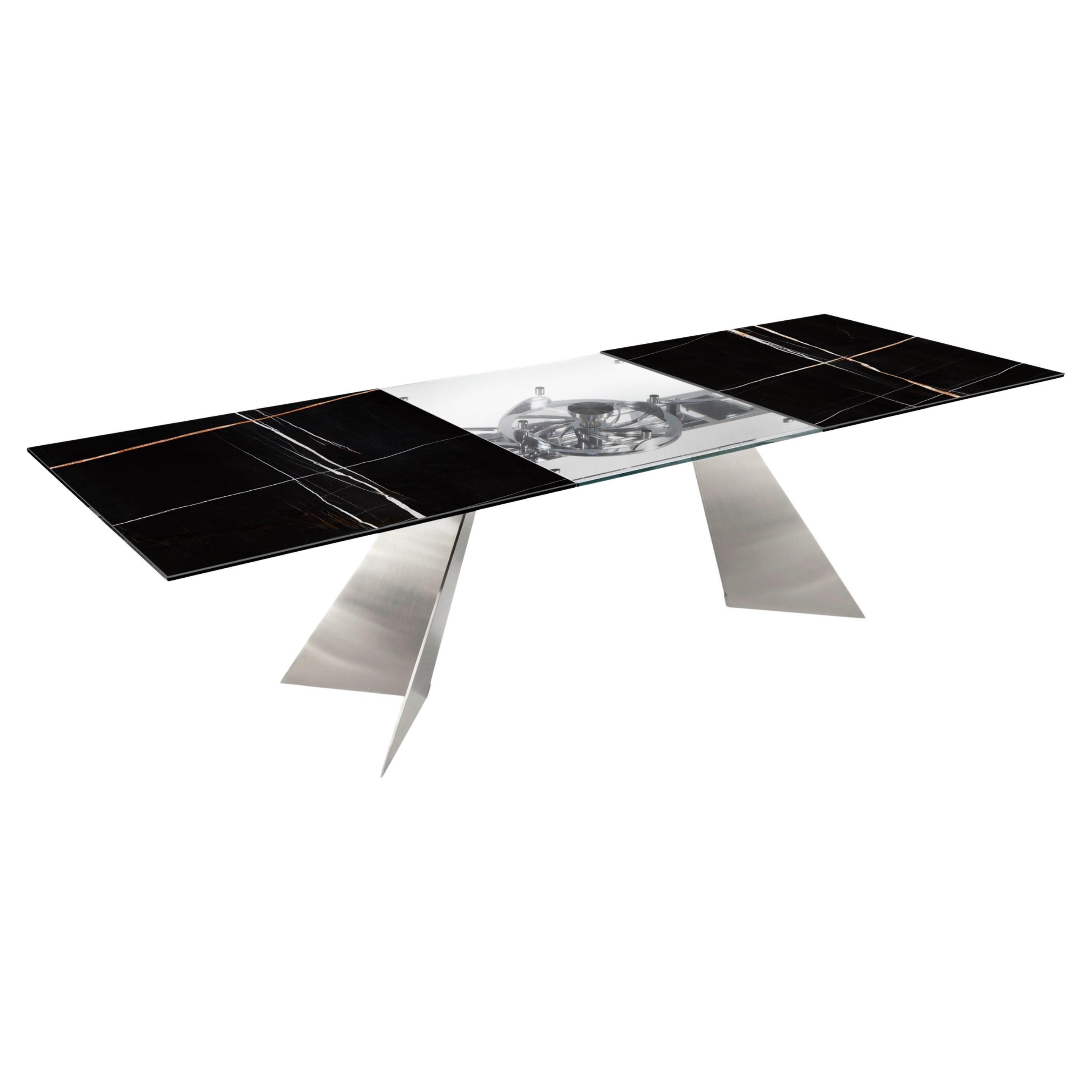 Rectangular extendable table Naos Galax - Ceramic Sahara Noir in vendita