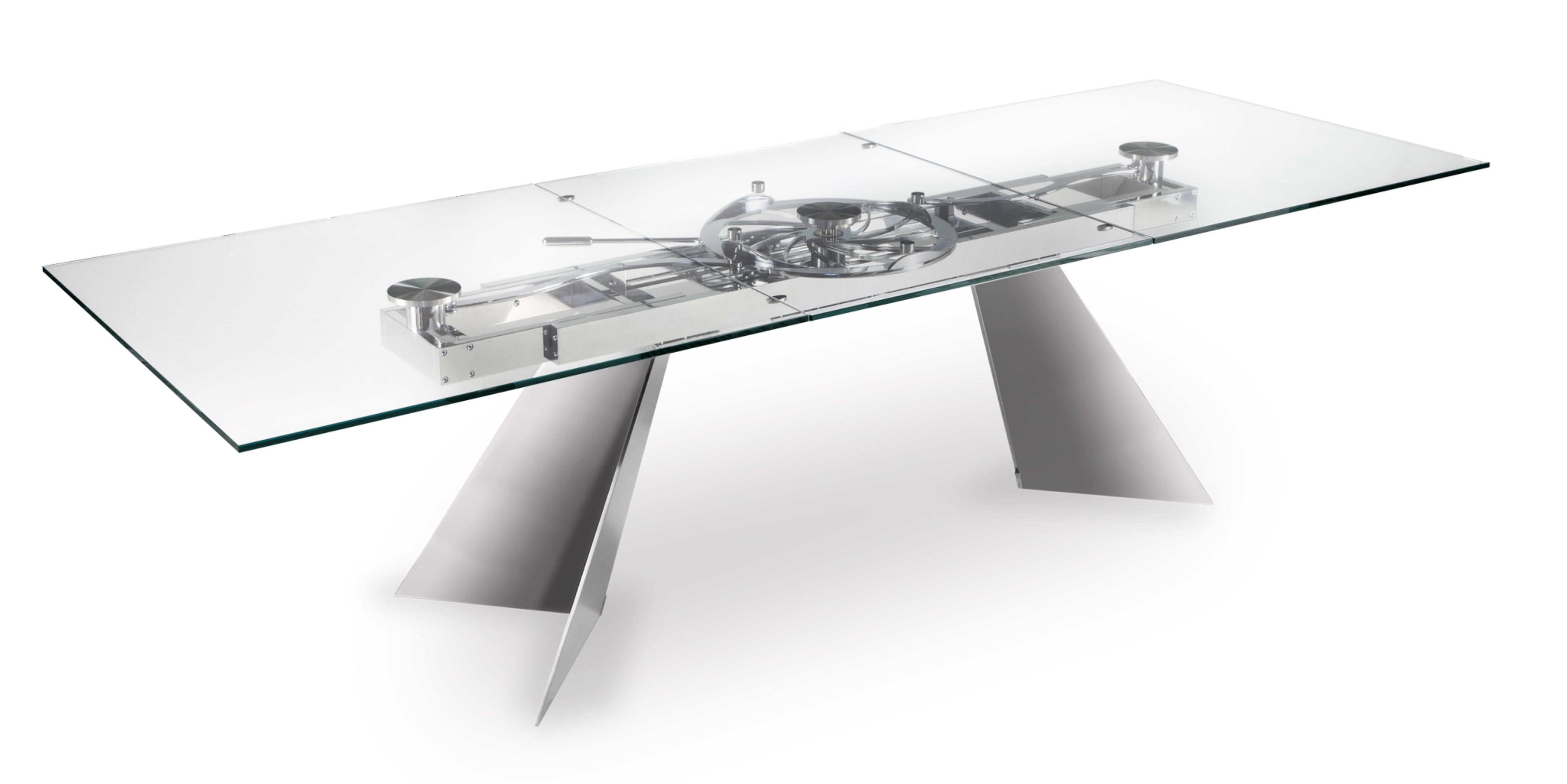 Ausziehbarer rechteckiger Tisch Naos Galax - Extralight Glas - Beine Chrom (Italian) im Angebot