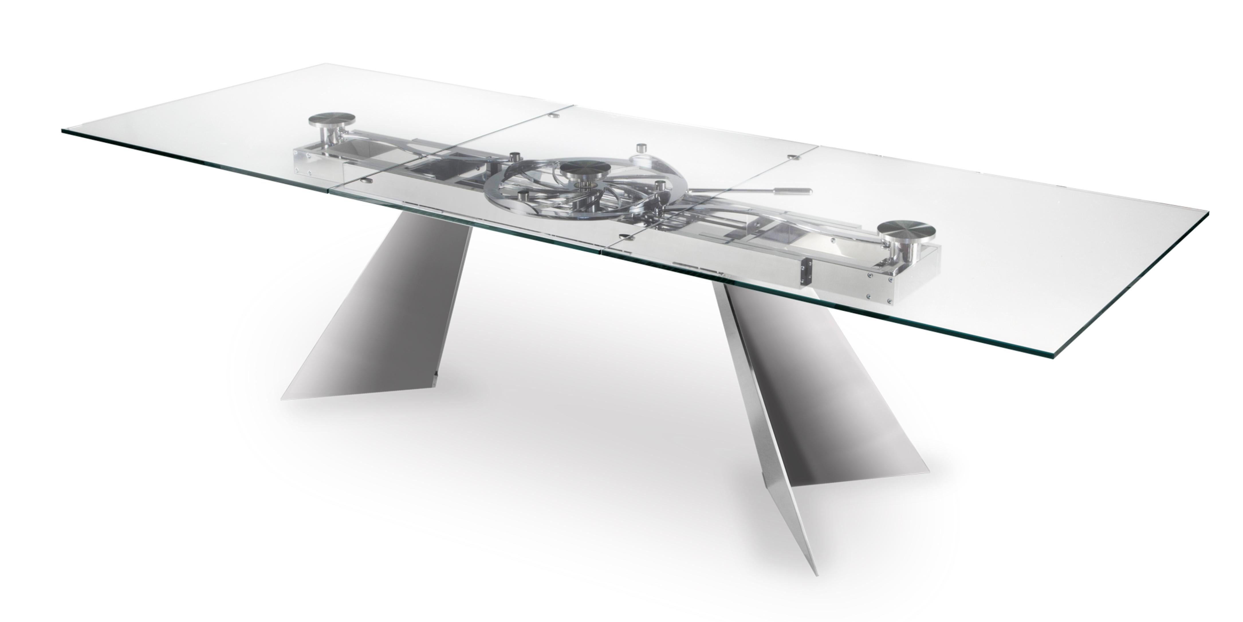 Ausziehbarer rechteckiger Tisch Naos Galax - Extralight Glas - Beine Chrom im Zustand „Neu“ im Angebot in Alcamo, IT
