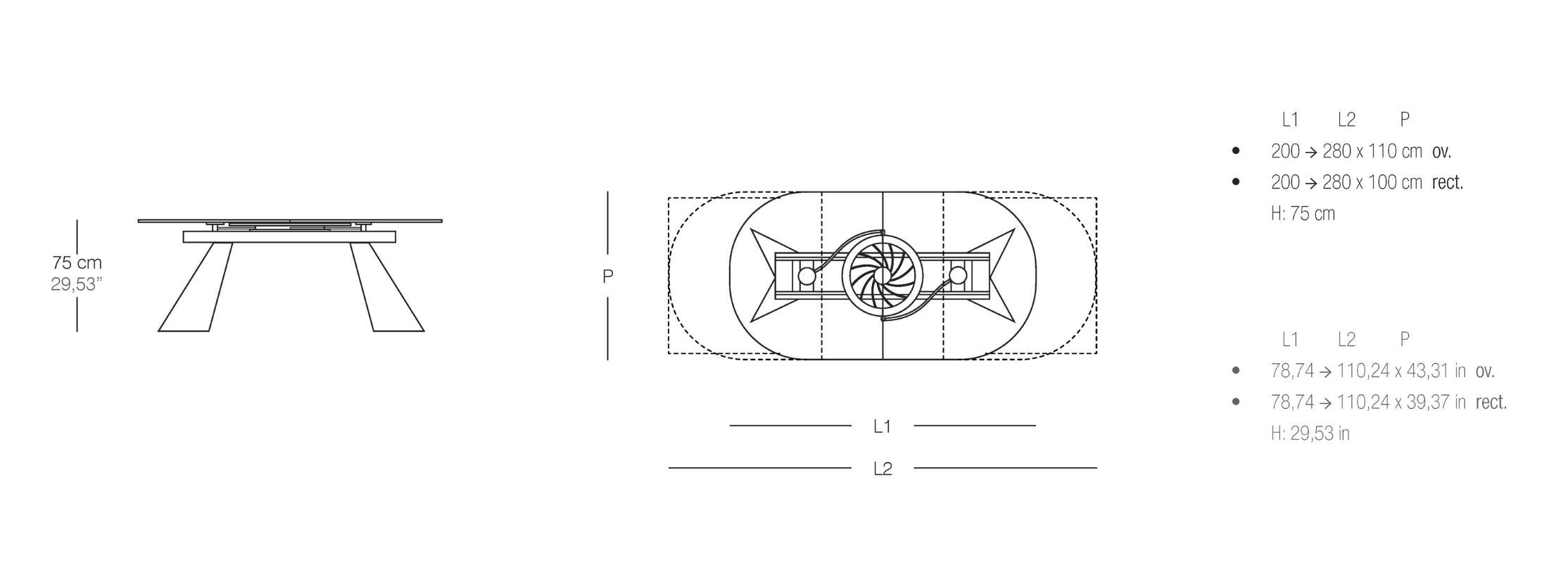 Rechteckiger Ausziehtisch Naos Galax - Extralight Glas im Zustand „Neu“ im Angebot in Alcamo, IT
