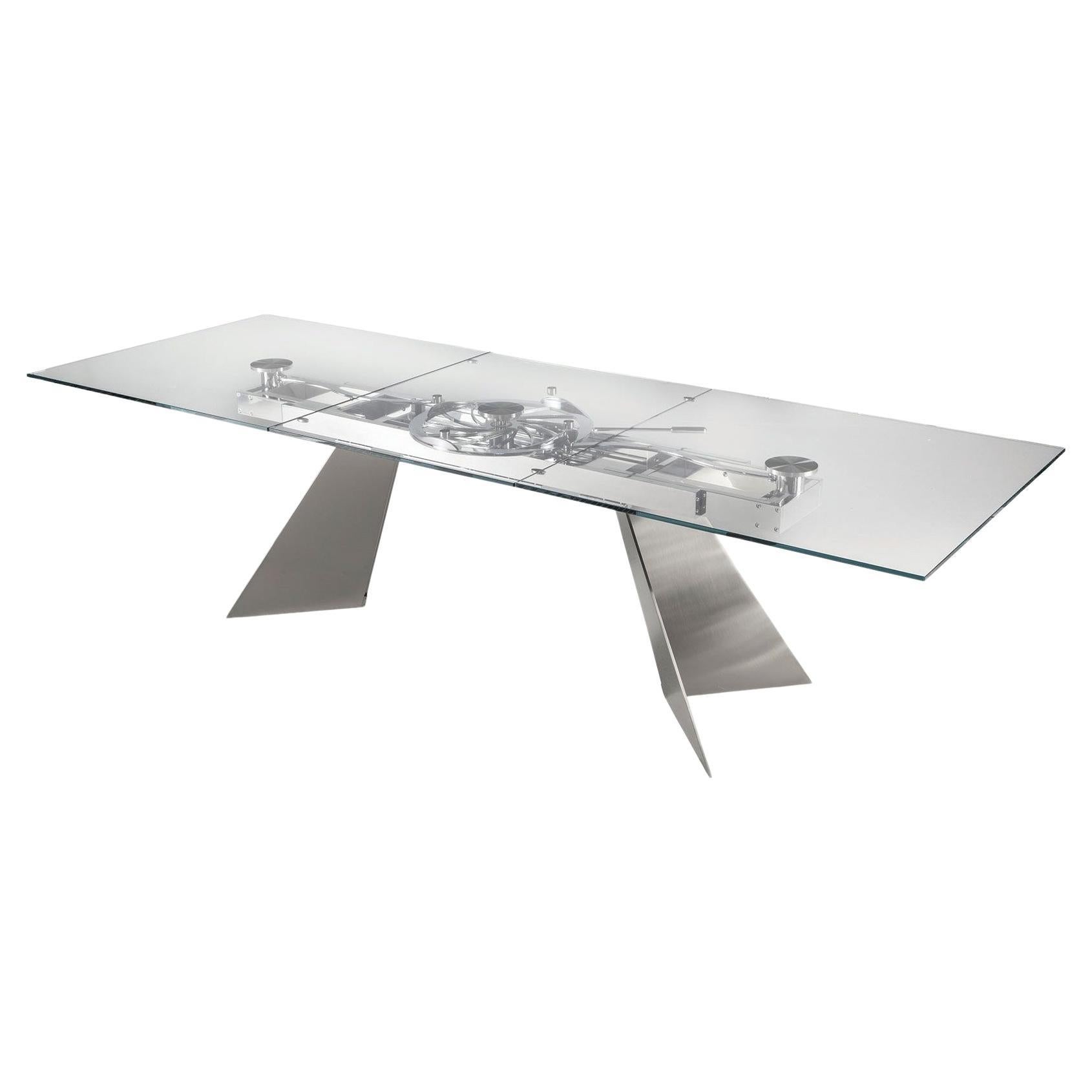 Rectangular extendable table Naos Galax - Natural glass